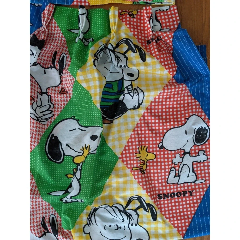 Vintage Snoopy Peanuts Pleated Drape Diamond Curtain Valance Fabric JC Penney